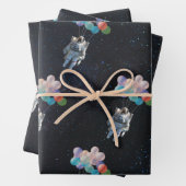 宇宙飛行士の星と宇宙のカラフル風船 ラッピングペーパーシート (インサイチュ)