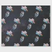 宇宙飛行士の星と宇宙のカラフル風船 ラッピングペーパー (フラット)