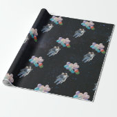 宇宙飛行士の星と宇宙のカラフル風船 ラッピングペーパー (アンロールド)