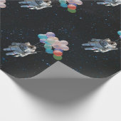 宇宙飛行士の星と宇宙のカラフル風船 ラッピングペーパー (角)