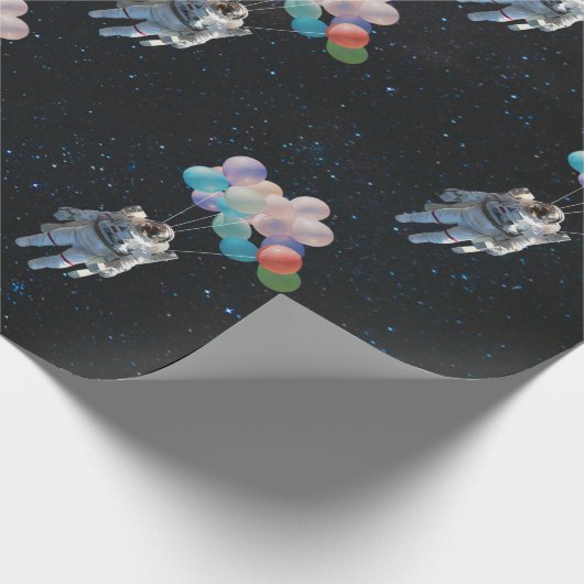 宇宙飛行士の星と宇宙のカラフル風船 ラッピングペーパー (角)