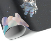 宇宙飛行士の星と宇宙のカラフル風船 ラッピングペーパー (ロールコーナー)