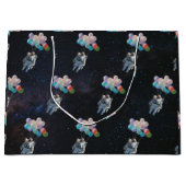 宇宙飛行士の星と宇宙のカラフル風船 ラージペーパーバッグ (正面)