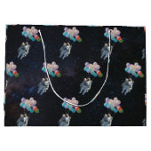 宇宙飛行士の星と宇宙のカラフル風船 ラージペーパーバッグ (裏面)