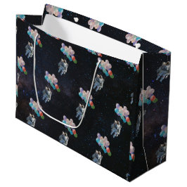 宇宙飛行士の星と宇宙のカラフル風船 ラージペーパーバッグ