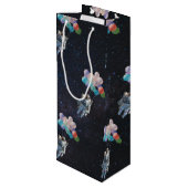 宇宙飛行士の星と宇宙のカラフル風船 ワインギフトバッグ (裏面アングル)