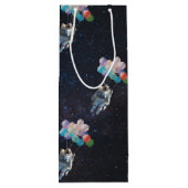 宇宙飛行士の星と宇宙のカラフル風船 ワインギフトバッグ (裏面)