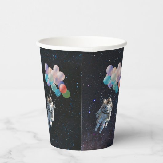 宇宙飛行士の星と宇宙のカラフル風船 紙コップ (右)