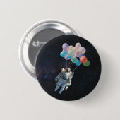 宇宙飛行士の星と宇宙のカラフル風船 缶バッジ (正面&裏面)