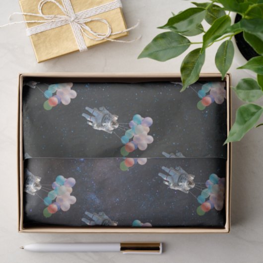 宇宙飛行士の星と宇宙のカラフル風船 薄葉紙 (ギフト)