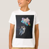 宇宙飛行士の星と宇宙のカラフル風船 Tシャツ (正面)