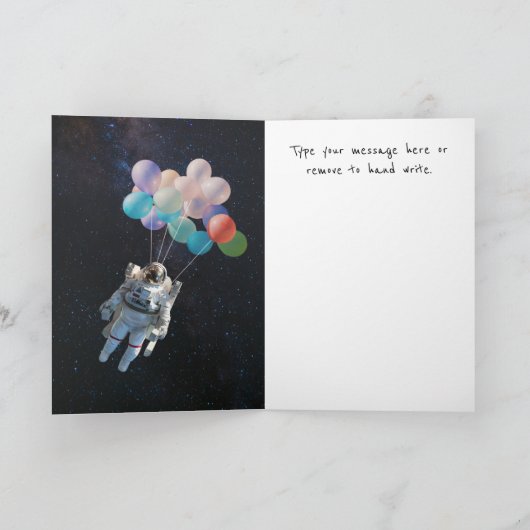 宇宙飛行士の星と宇宙気球卒業 カード (内部)
