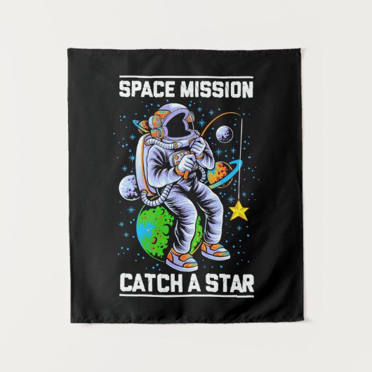 宇宙飛行士の星をキャッチする宇宙ミッション タペストリー (正面)