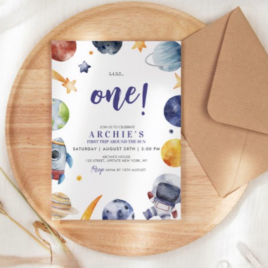 宇宙飛行士の最初の太陽一周誕生日 招待状