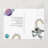 宇宙飛行士の最初の誕生日パーティー招待状 ポストカード (裏面)