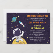 宇宙飛行士の月のお誕生日パーティー 招待状 (正面)