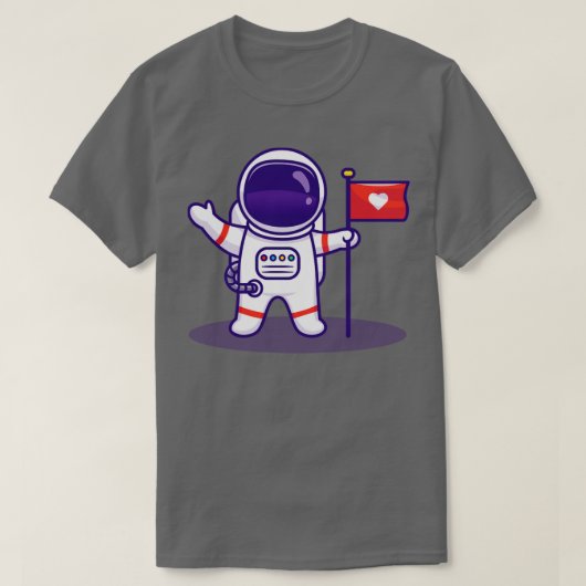 宇宙飛行士の月面保持旗に着陸 Tシャツ (デザイン正面)