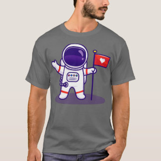 宇宙飛行士の月面保持旗に着陸 Tシャツ