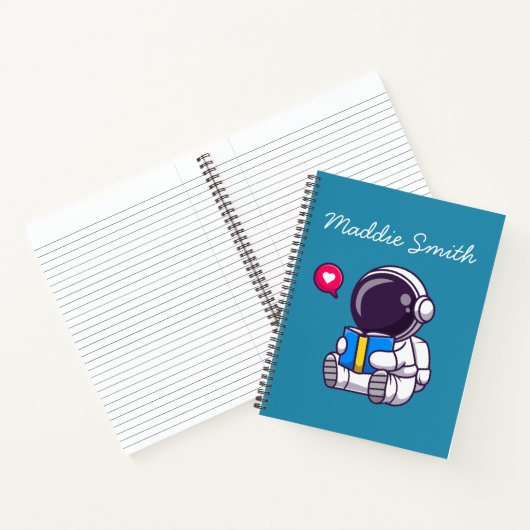 宇宙飛行士の本を読むかわいい子供たち ノートブック (内部)