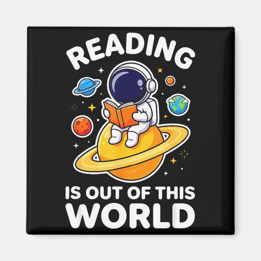 宇宙飛行士の本を読むことはこの世界から抜け出す マグネット (正面)