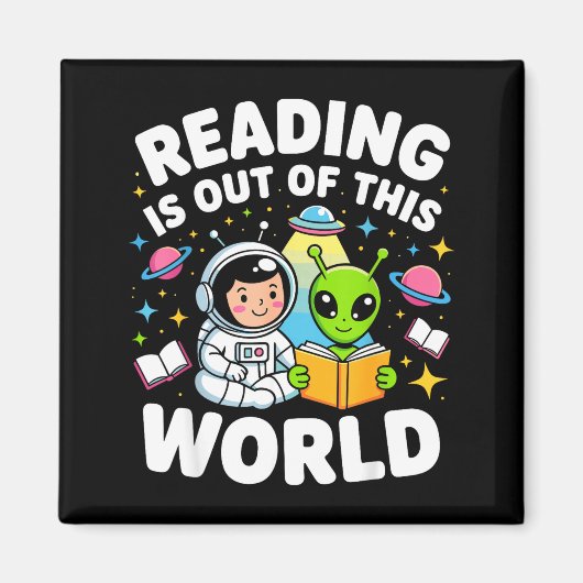 宇宙飛行士の本を読むのはこの世のものとは思えない マグネット (正面)
