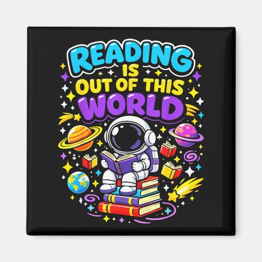 宇宙飛行士の本を読むのはこの世のものとは思えない マグネット (正面)