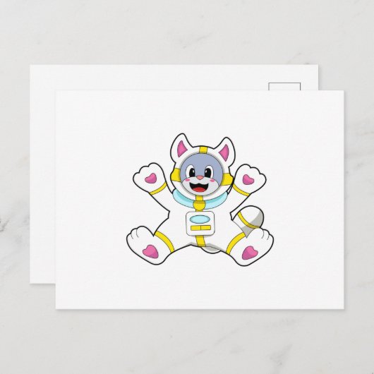 宇宙飛行士の格好をした猫 ポストカード (正面/裏面)