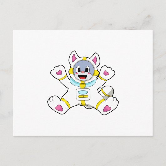 宇宙飛行士の格好をした猫 ポストカード (正面)