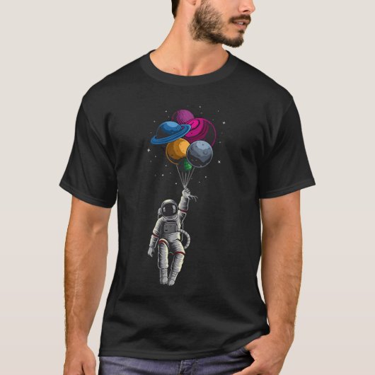 宇宙飛行士の浮遊惑星気球 Tシャツ (正面)