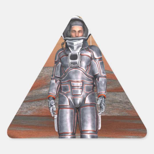 宇宙飛行士の火星-宇宙探査機エイリアン惑星 三角形シール (正面)