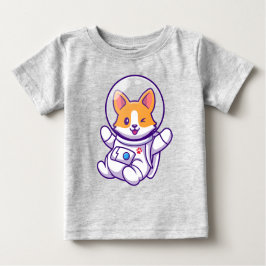 宇宙飛行士の犬かわいい犬のデザイン ベビーTシャツ