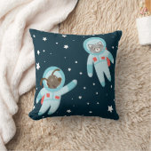 宇宙飛行士の犬と猫 クッション (ブランケット)