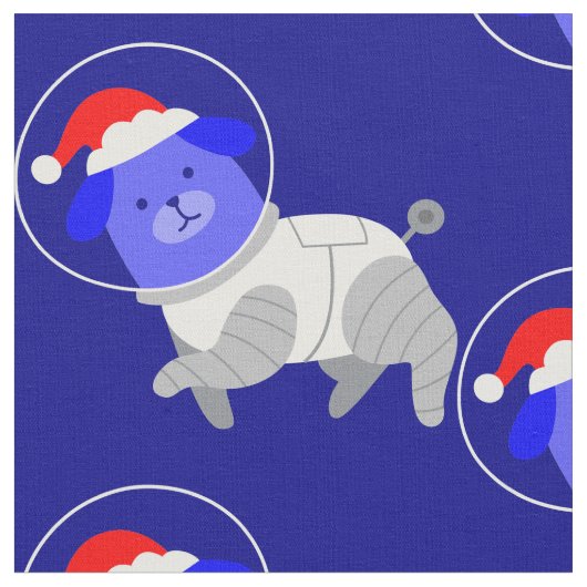 宇宙飛行士の犬の醜いクリスマスサンタ ファブリック (クローズアップ)