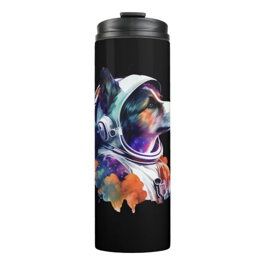 宇宙飛行士の犬宇宙かわいい犬子供へ恋人の男性と タンブラー (正面)