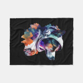 宇宙飛行士の犬宇宙かわいい犬子供へ恋人の男性と フリースブランケット (正面(横))