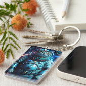 宇宙飛行士の猫とキーチェーン宇宙 キーホルダー (正面右)