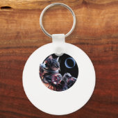 宇宙飛行士の猫と惑星 キーホルダー (正面)