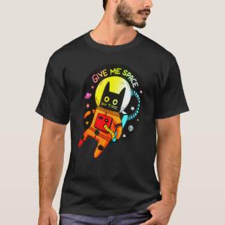 宇宙飛行士の猫にスペースをちょうだい レトロな科学と銀河 Tシャツ