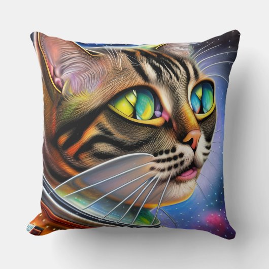 宇宙飛行士の猫のアートワーク クッション (正面)