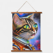 宇宙飛行士の猫のアートワーク 吊り下げ型タペストリー (正面)