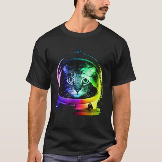 宇宙飛行士の猫の宇宙猫男性への女性の子供 Tシャツ (正面)
