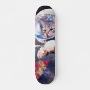 宇宙飛行士の猫の狩りピザのスライス スケートボード
