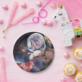 宇宙飛行士の猫の狩りピザのスライス ペーパープレート (パーティー)