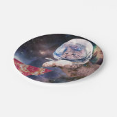 宇宙飛行士の猫の狩りピザのスライス ペーパープレート (アングル)