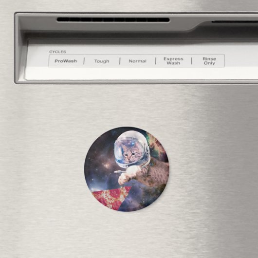 宇宙飛行士の猫の狩りピザのスライス マグネット (インサイチュ (食洗機))