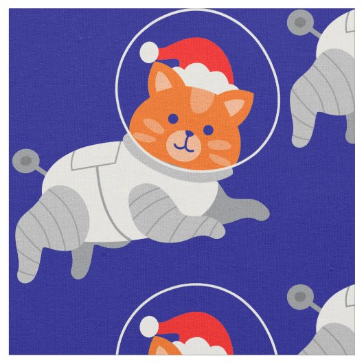 宇宙飛行士の猫の醜いクリスマスサンタ ファブリック (クローズアップ)