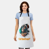 宇宙飛行士の猫または宇宙猫 エプロン (着用した状態)