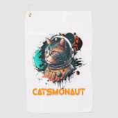 宇宙飛行士の猫または宇宙猫 ゴルフタオル (正面)
