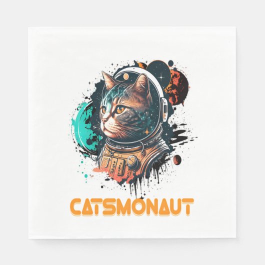 宇宙飛行士の猫または宇宙猫 スタンダードランチョンナプキン (正面)