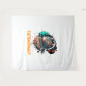 宇宙飛行士の猫または宇宙猫 タペストリー (正面(横))